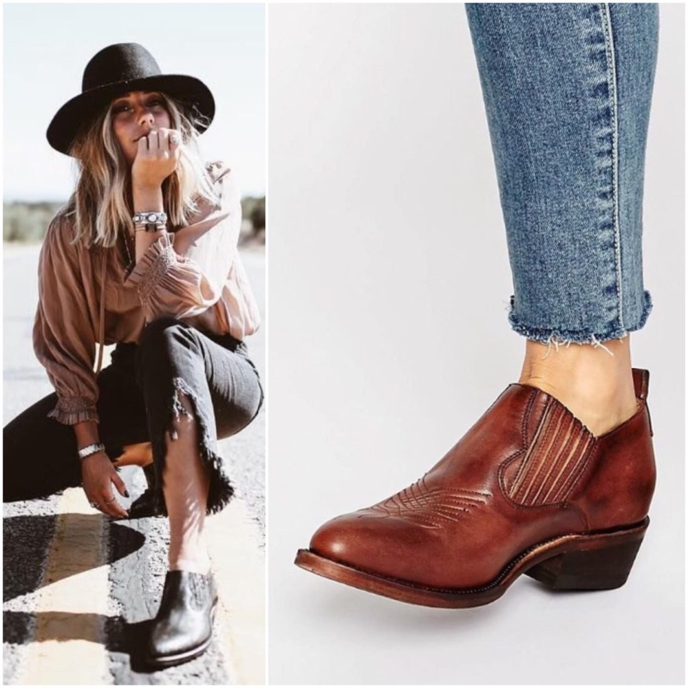 $369 Frye Billy Shootie Burgundy Red Real Leather Southwestern Pointy Ankle Boot